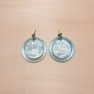 復古迷幻天藍圈圈耳環
