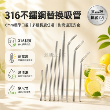 桃園出貨✨ 316不鏽鋼吸管食品級便攜加長金屬吸管商用奶茶店專用可重複使用