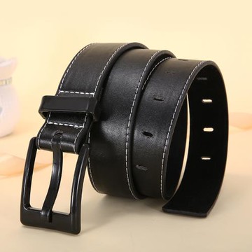 防過敏皮帶女牛仔褲休閑簡約百搭黑色腰帶男通用無金屬塑料扣褲帶