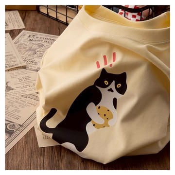 短T 情侶T MIT 情侶裝【Y1097】短袖-日式貓咪抱餅乾 純棉  短袖T恤  萌寵