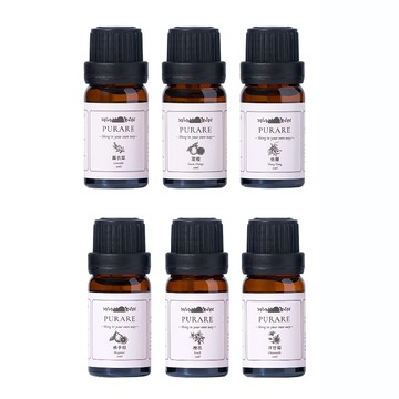 PURARE 天然植物萃取放鬆舒眠單方精油6入組  1組  60ml  薰衣草/佛手柑/橙花/洋甘菊/甜橙/依蘭