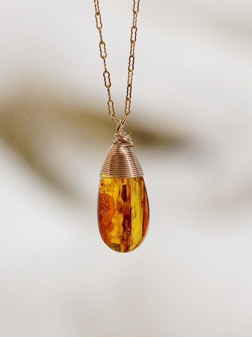 14K包金 GF 波羅的海琥珀鎖骨鍊 No.2 ( 14K GF Amber Necklace )