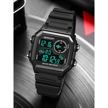 戶外運動方形數字式夜光學生手表