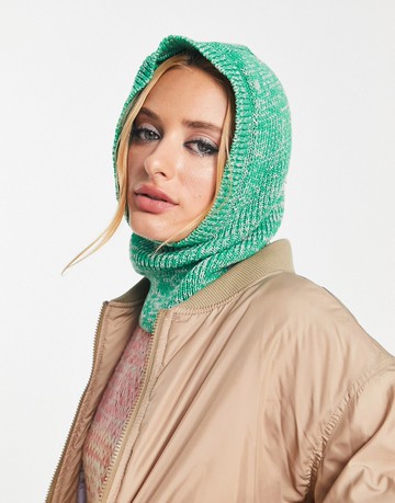 Damson Madder balaclava snood in pink & green space dye-Multi