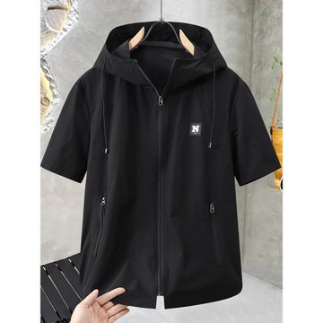 夏季大碼短袖t恤男連帽開衫休閑套裝胖子加肥加大半袖短褲兩件套