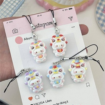 【新品台出】新款醒獅kt貓手機鏈掛件可愛卡通凱蒂貓掛件情侶閨蜜禮物鑰匙扣手機繩 手機吊繩 手機掛繩短