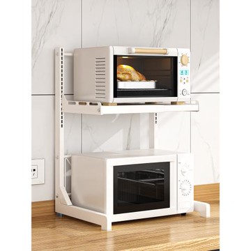 可伸縮微波爐置物架臺面廚房電飯鍋支架烤箱架雙層一體家用多功能