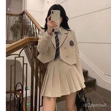 【小個子高級秋冬新款百褶裙學院人洋氣製服jk西裝感】韓係顯外套收藏2815兩件套