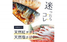 迷ったらコレ！！魚鶴商店の天然紅サケ1kg  塩さばフィレ6枚セット