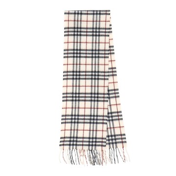 BURBERRY Kids 經典格紋奶油色圍巾