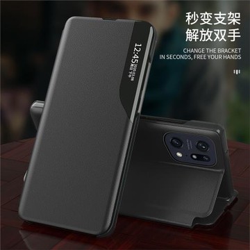 適用oppofindx5pro手機殼簡約翻蓋式findx5新款保護套曲面屏支架高級商務男防摔潮牌奢華網紅女全包真皮紋潮