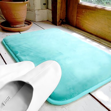 G+居家 雪花抗菌防滑吸水地墊 湖水藍 超細纖維  40 x 60cm