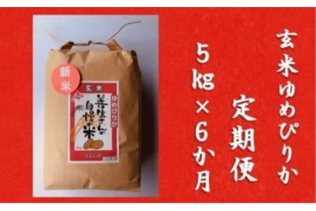 令和5年産！『100%自家生産玄米』善生さんの自慢の米 玄米ゆめぴりか５kg　６か月　（全６回）