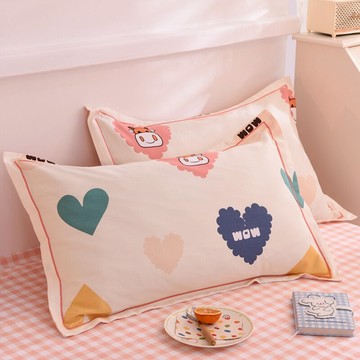 純棉磨毛枕頭套一對裝48*74cm夏季兒童枕芯內膽套100全棉加厚枕套