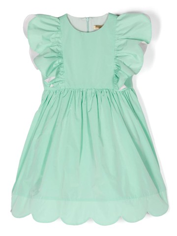 Stella McCartney Kids - ruffled-trim cotton dress - kids - Cotton/Polyester - 2 - Green