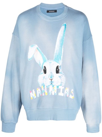 Nahmias - Nah Bunny printed cotton sweatshirt - men - Cotton - L - Blue