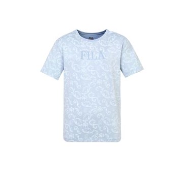 FILA官方直營 男短袖彈性圓領T恤-灰藍 1TEZ-5600-SB