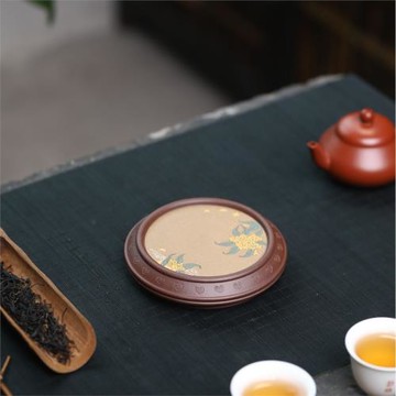 紫砂杯墊杯托功夫茶具配件金桂壺承復古禪意圓形小干泡臺家用