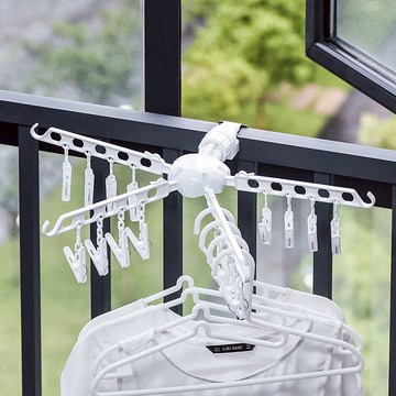 免鑽釘可折疊旋轉室內門窗晾衣架(16夾)-3入 單一規格