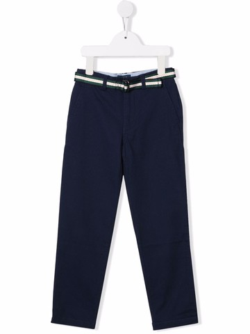 Ralph Lauren Kids - belted straight leg chinos - kids - Cotton/Spandex/Elastane - 5 - Blue
