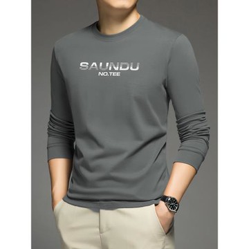 240G重磅純棉t恤男長袖內搭打底衫全棉體恤圓領秋衣小衫潮流寬松