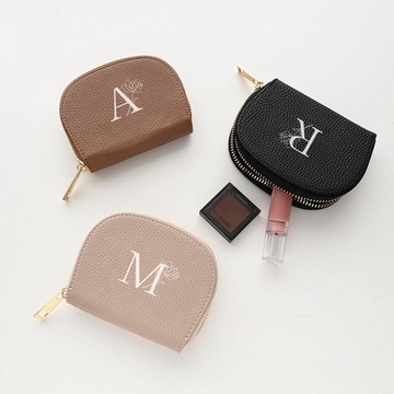 貝殼包 【 simple inicial × 花 】 莫蘭迪色系 收納包 化妝包 零錢包 卡片夾 HE40U