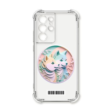 S系列(其他) 殼 TRON 三星 S21 Ultra 可愛紙雕柴犬  載具 四角防摔殼 手機殼