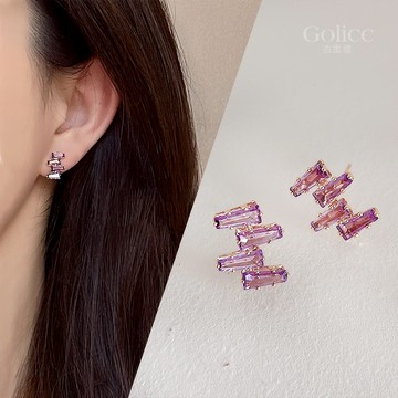【Golicc】  耳環 法式氣質輕奢水晶耳環