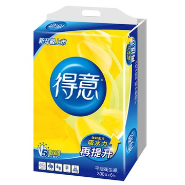 得意 平版衛生紙(300張*6包/袋) [大買家]