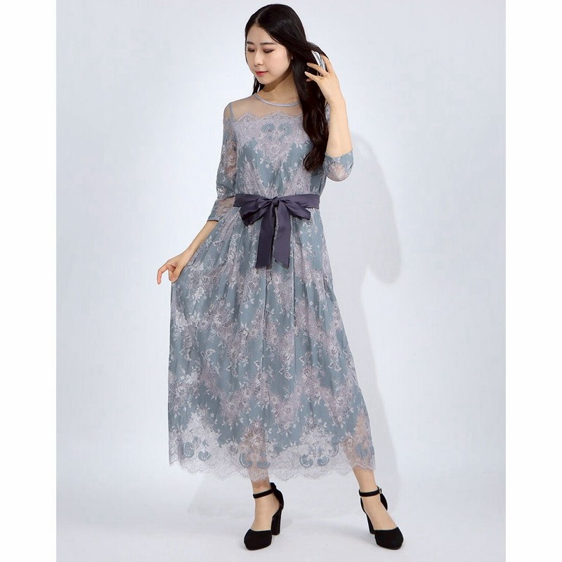 プールヴー Pourvous パネルレース ロングスカート 結婚式ワンピース 二次会 謝恩会 セレモニー大きいサイズ対応フォーマルパーティードレス グレー 通販 Lineポイント最大get Lineショッピング