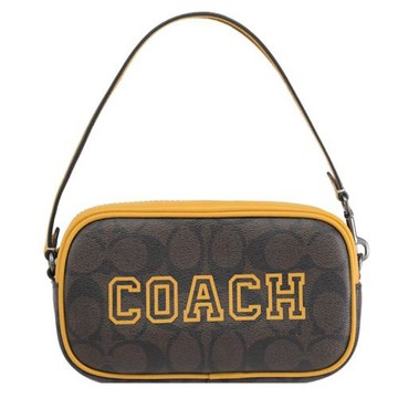 COACH CB851 JAMIE 經典印花迷你萬用手提包.深咖/黃