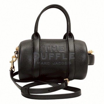 MARC JACOBS 壓印LOGO 皮革兩用mini 圓筒包(黑)