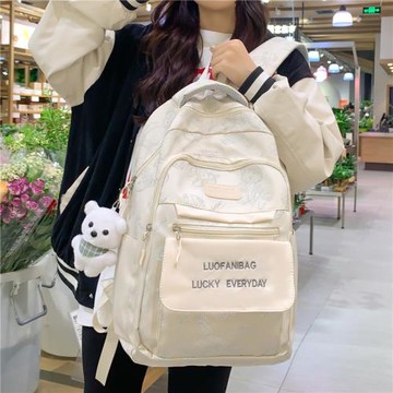書包女初中生韓版可愛小熊印花大容量高中生背包日系大學生雙肩包