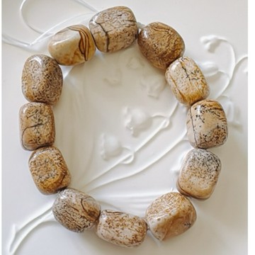 拾悦手作材料/隨機出貨不挑選/約11-13mm天然南非產長方隨形圖畫石手串/手珠/串珠DIY半成品/配珠配飾配件/現貨出