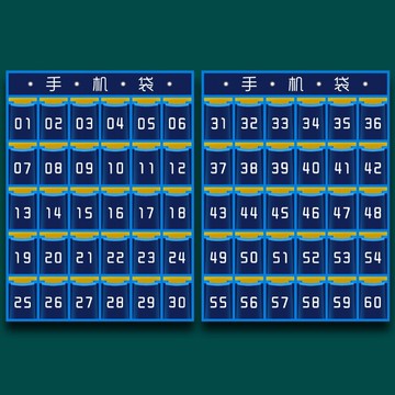 班級手機袋/手機收納袋  60格教室班級手機掛袋牆壁牆掛式手機收納袋學生手機袋子存放布袋【HZ61648】