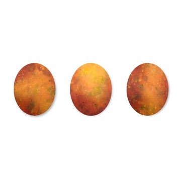 【三連作】藝術掛畫 室內裝飾 橢圓形 樹葉 橘色 黃色 玄關 掛牆