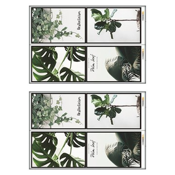 WA WALL ART 防水PVC 無痕設計壁貼 FX-C201 2張  植物 + 樹葉 + 相框  90 x 30cm