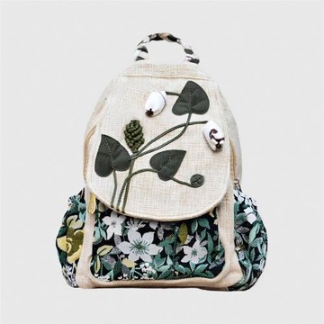 南瀟湘雙肩包女棉麻帆布2023新款原創背包中年媽媽旅行包時尚百搭