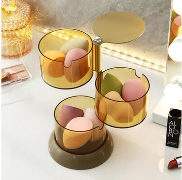 美妝蛋架子防塵彩蛋收納盒透氣海綿蛋托旋轉多層粉撲化妝品收納盒 99購物節