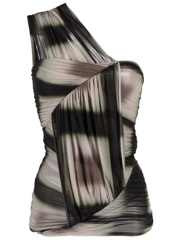 Rick Owens - ombré-effect asymmetric draped top - women - Elastane/Cupro - 42 - Black