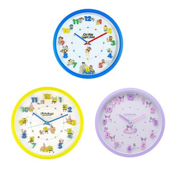 【日本 Tsujiseru 】 蠟筆小新 / 庫洛米 / 海綿寶寶 立體數字 掛鐘 時鐘 卡通時鐘 時鐘掛鐘 數字時鐘