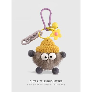 晶茜小煤球掛件水貂毛汽多巴胺扣手機鏈包包書包掛飾公仔女鑰匙扣