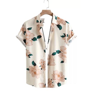 Casual 3D plant lapel loose shirt    休閑3D植物翻領寬松襯衣