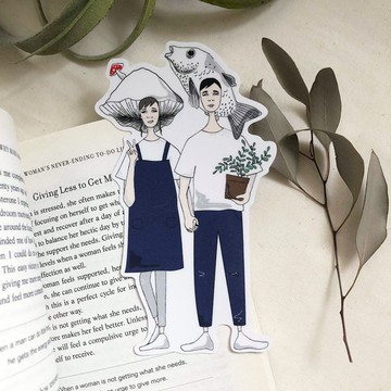 蘑菇小姐和魚先生vol.1 磨砂防潑水大貼紙