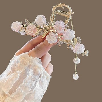 優雅 小香風 春夏 新款 抓夾 女 甜美 氣質 步搖 流蘇 髮夾 大號 鯊魚夾子