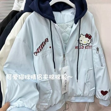 高品質好物🌈🌈多巴胺美式復古棒球棉外套2025棉服凱蒂秋冬寬鬆潮牌新款夾克棉衣