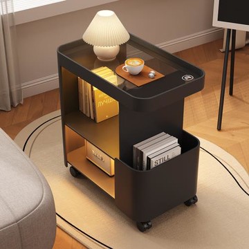 可移動沙發邊幾側邊柜奶油風床頭小桌子置物架客廳小茶幾鐵藝推車