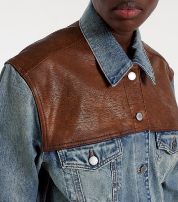 Prada Leather-trimmed denim jacket