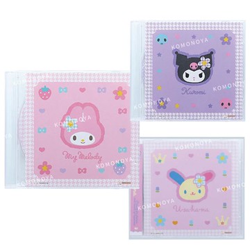 小禮堂 Sanrio 三麗鷗 CD造型便條本 (復古千鳥格) 美樂蒂 酷洛米 花小兔