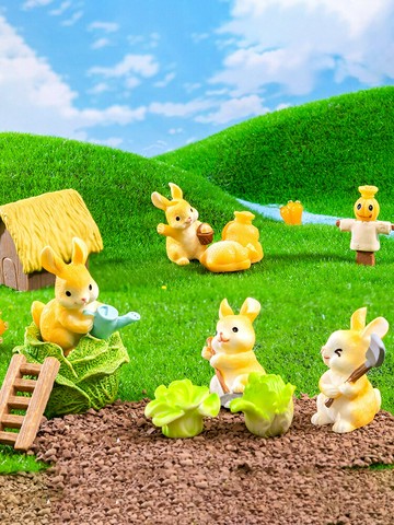 趣玩園藝快樂農場田園小兔子創意卡通小動物微景觀花盆裝飾品擺件